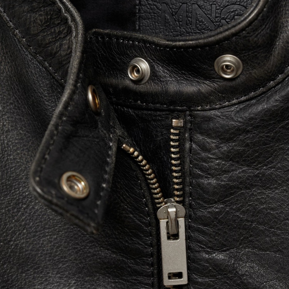 Mango Black Leather Jacket - Picture 5 of 7